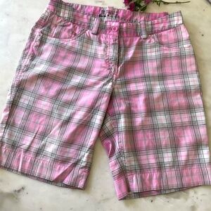 Nike Dry Fit Golf Performance Shorts in Pink and Black Plaid